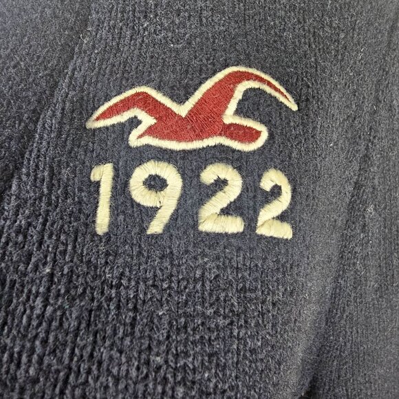 VTG Hollister 1922 University Cardigan Sweater Sz M Navy Chunky Knit Wool Preppy - Picture 5 of 10